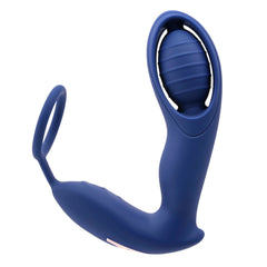 Zero Tolerance Extra Mile blue silicone prostate massager with cock ring and ribbed stimulator head