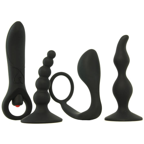 Zero Tolerance Intro to Prostate Kit four-piece black silicone anal toy set laid flat