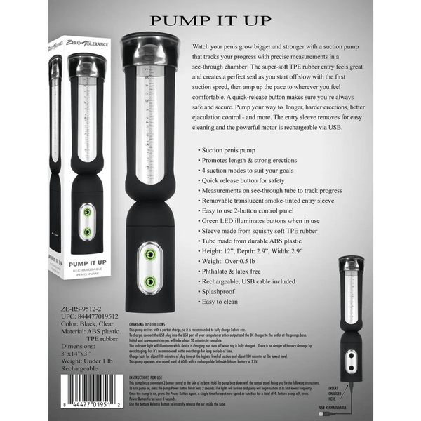 Zero Tolerance Pump It Up Rechargeable Penis Pump - Dreamy Desire