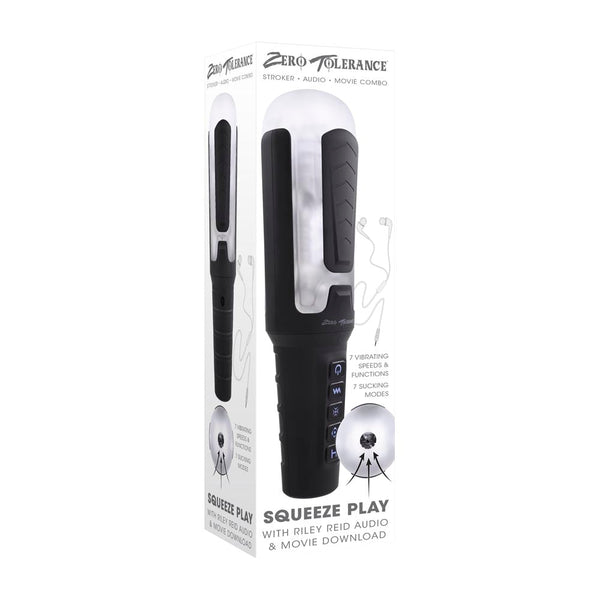 Zero Tolerance Squeeze Play retail packaging showing product, earbuds, and key feature callouts