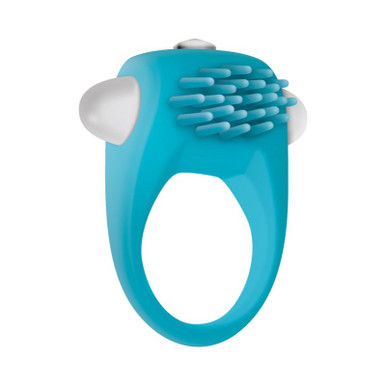 Zero Tolerance Teal Tickler vibrating ring in teal silicone with flexible stimulation bristles