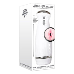 Zero Tolerance Thrusting Stroker retail box showing control buttons and product feature callouts
