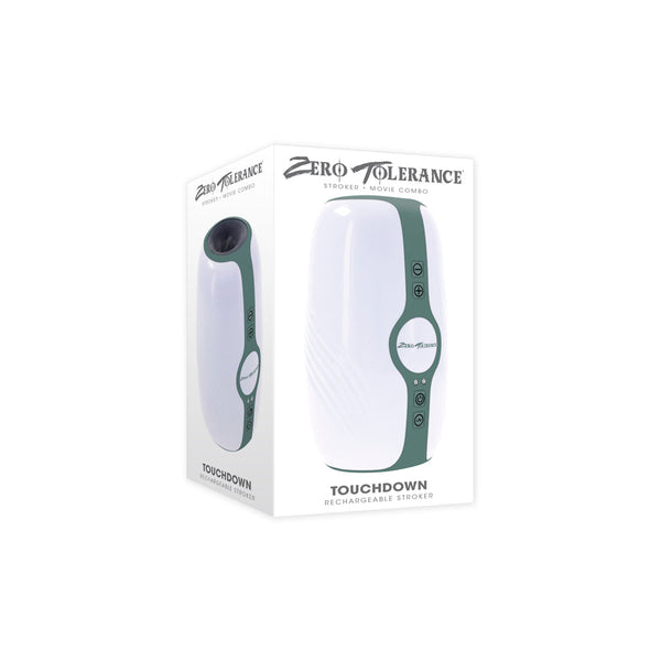Zero Tolerance Touchdown rechargeable stroker beside its retail packaging box