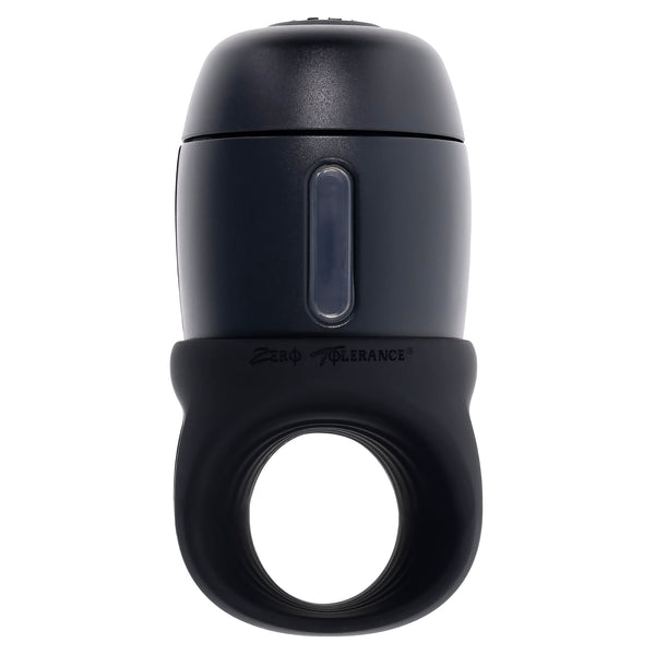 Zero Tolerance Wet It Be black silicone lube-dispensing stroker with cock ring, front view