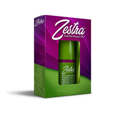 Zestra Essential Arousal Oils boxed retail packaging in purple and green with bottle visible inside