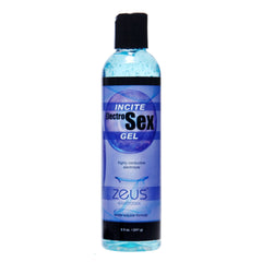 Zeus Incite Electrosex Gel 8.5 oz bottle with blue conductive formula and black cap